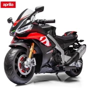 TCARAIWEN 24V Kids Motorcycle Electric Motorbike Aprilia Licensed Ride on Toy,Battery Powered for Kids 3-11 Years Old,Black