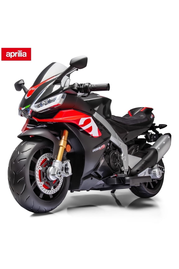 24V Kids Motorcycle Electric Motorbike Aprilia Licensed Ride on Toy,Battery Powered for Kids 3-11 Years Old,Black
