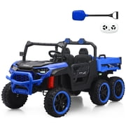 TCARAIWEN 24V Ride On 2 Seater Dump Truck with Remote Control, Ride on UTV W/,2 Speed 4WD Power Ride Cars 6x6 Wheels Ride on Toys W/ Dump Bed/Shovel for Boys Girls,Blue
