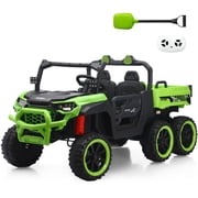 TCARAIWEN 24V Ride On 2 Seater Dump Truck with Remote Control, Ride on UTV W/,2 Speed 4WD Power Ride Cars 6x6 Wheels Ride on Toys W/ Dump Bed/Shovel for Boys Girls,Green