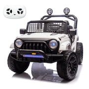 TCARAIWEN 24V Two Seater Kids Electric Car Ride on Cars,Powered 4-Wheel Battery Car with Remote Control MP3 LED Bluetooth Music for Kids 2+,White