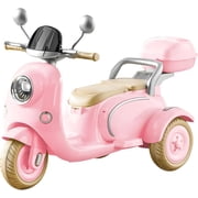 TCARAIWEN Girls Electric Motorcycle, 2 Seats Kids Motorcycle,12V Ride On Scooter for Kids with Storage Compartments, Cute Design with Stable 3-Wheel Structure, Ideal Moped for Girls Ages 3-6 Pink