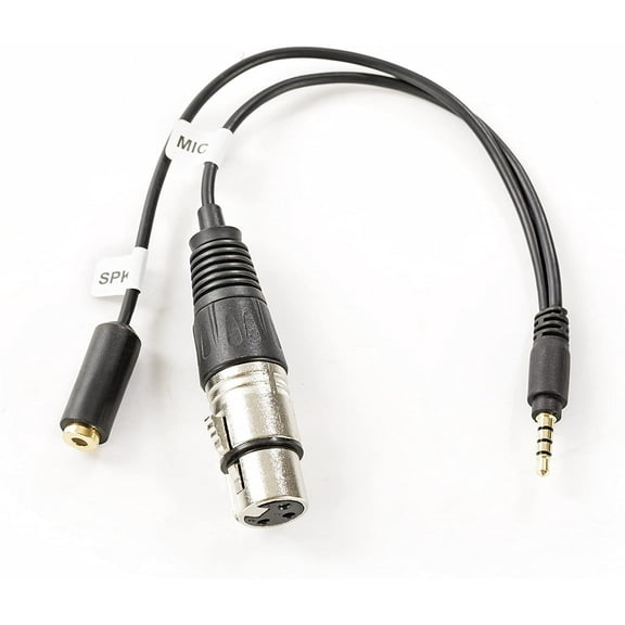 TCB2 XLR Female Microphone to 3.5mm TRRS Male Smartphone Adapter with Headphone Jack