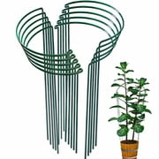 TCBWFY 10 Pack Garden Plant Support Stakes,10" Widex24 High Heavy Duty Interlinked Half Round Peony Support Ring Cage for Indoor Outdoor Plants,Plant Supports for Peony,Tomato,Hydrangea,Rose