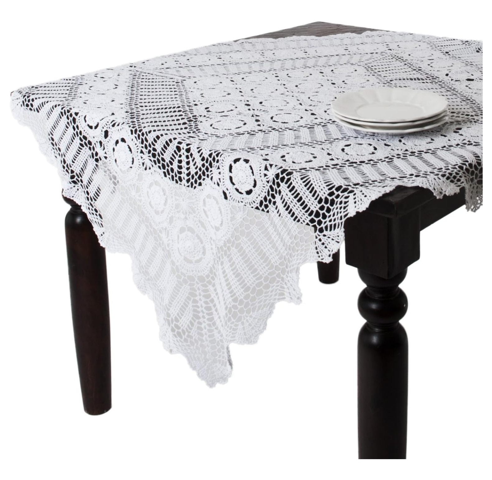 Tcc Crochet Lace Tablecloth. 100% Cotton Crochet. White, 54 Inch Square 