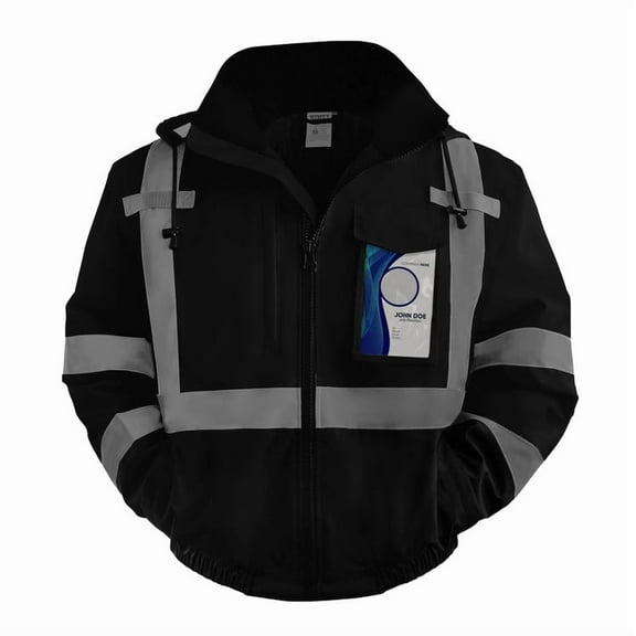 TCCFCCT Construction Jacket for Men, Waterproof Hi Vis Class 3 High Visibility Reflective Safety Winter Bomber Work Jacket With Black Bottom, J-Black 3XL