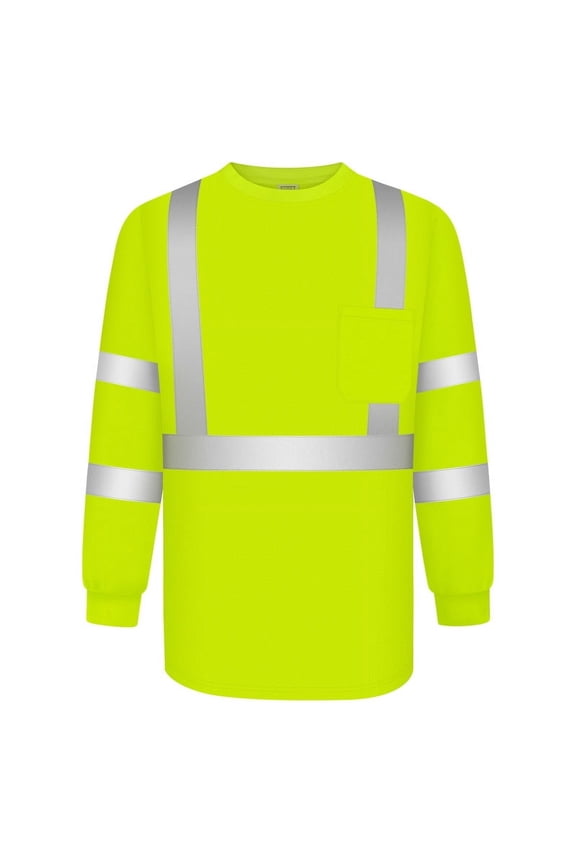 Construction Shirts for Men Class 3 Long Sleeve Work Shirts for Men Construction, Hi Vis Reflective Safety Shirts for Surveyors, Drivers, CXC-Yellow XXL