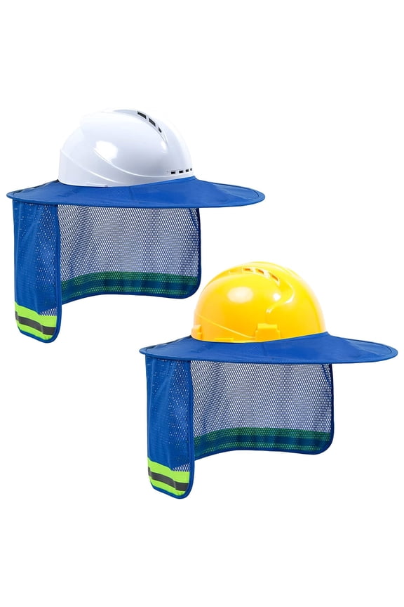 Hard Hat Sun Shade, Hard Hat Accessories, Full Brim, Man& Woman, (Hard Hat Not Included), Blue, 2 Pack
