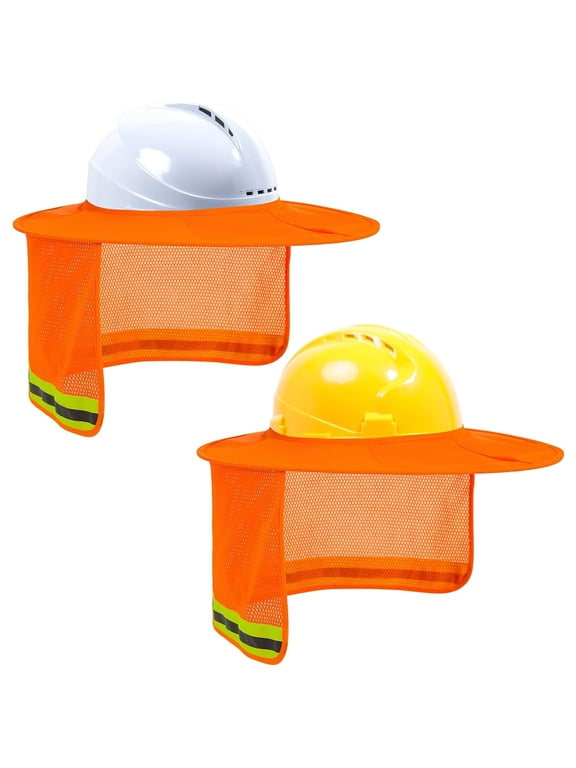 Hard Hat Sun Shade, Hard Hat Accessories, Full Brim, Man& Woman, (Hard Hat Not Included), Orange, 2 Pack