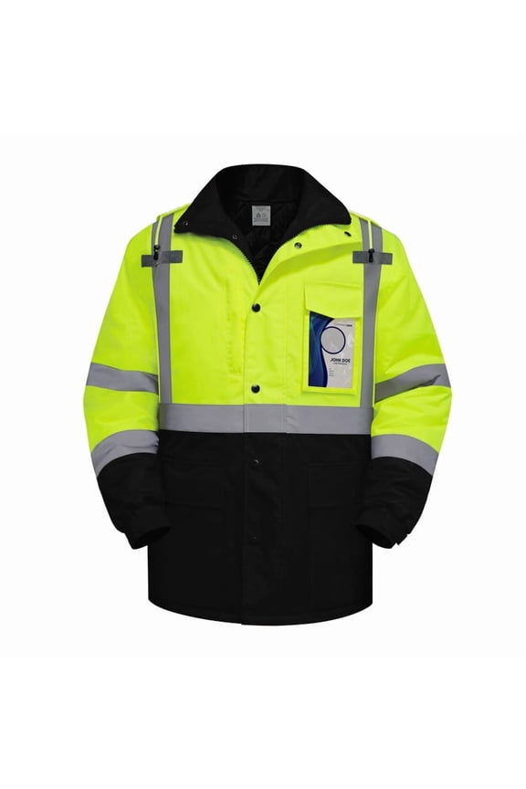 Hi Vis Hoodies for Men Women Class 3 Safety Jacket Reflective with Zipper, High Visibility Hoodie for Men Construction, Surveyors, Durable & Dirt-resistant Part, Black XL