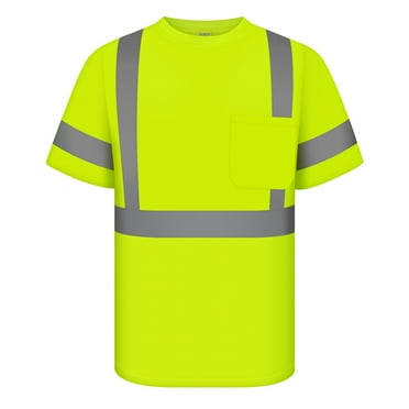 TCCFCCT Hi Vis Shirts for Men Class 3 High Visibility Shirt with Short Sleeves, Reflective Safety Shirts for Men, Construction Work Shirts with Reflective Strips, Durable &Breathable, DXC-Yellow XL
