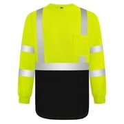 TCCFCCT Hi Vis Shirts for Men Class 3 Long Sleeve High Visibility Shirts for Men Women, Long Sleeve Work Shirts for Men Construction, Surveyors, Durable & Dirt-resistant, Meets Ansi,CX- Yellow XL
