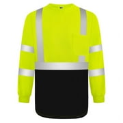 TCCFCCT Hi Vis Shirts for Men Class 3 Long Sleeve High Visibility Shirts for Men Women, Long Sleeve Work Shirts for Men Construction, Surveyors, Durable & Dirt-resistant, Meets Ansi,CX- Yellow XL