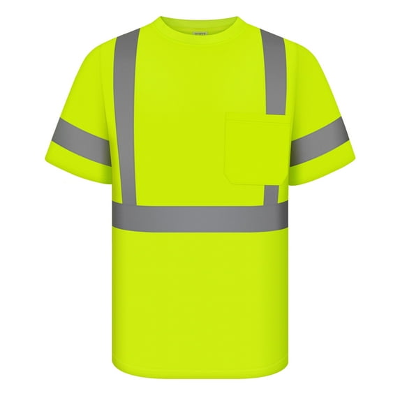 TCCFCCT High Visibility Shirt Class 3 Hi Vis Shirts for Men, Short Sleeve Work Shirts for Men, Safety Shirts for Men Construction, Durable & Breathable, DXC-Yellow L