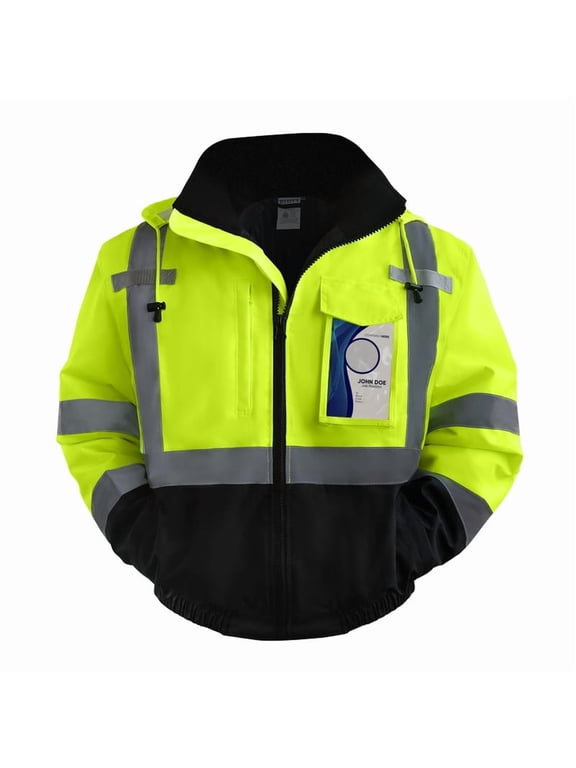 Safety Jacket for Men & Women, Hi Vis Reflective Jackets with Pockets, Construction Coats for Cold Weather, High Vis Rain Gear, Waterproof, J-Yellow, S