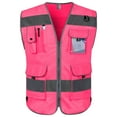 thumbnail image 1 of TCCFCCT Safety Vest 9 Pockets High Visibility Reflective Safety Vest for Men Women, Hi Vis Work Vest with Reinforced Sewing, Durable to Use, Meets ANSI/ISEA Standards, (Pink, 3X-Large), 1 of 6