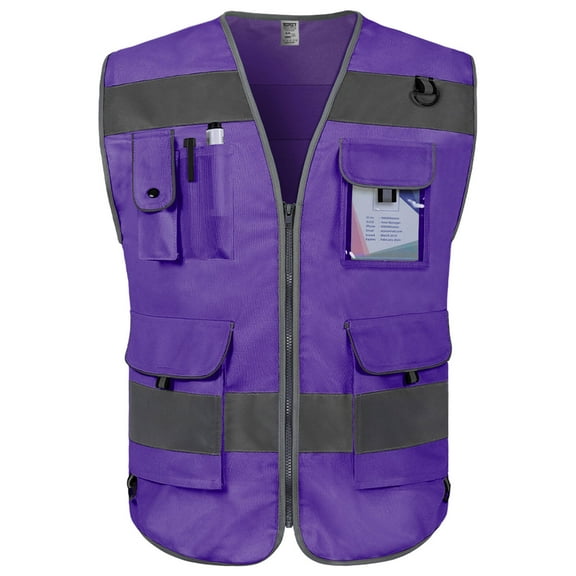 TCCFCCT Safety Vest 9 Pockets High Visibility Reflective Safety Vest for Men Women, Hi Vis Work Vest with Reinforced Sewing, Durable to Use, Meets ANSI/ISEA Standards, (Purple, 3X-Large)