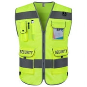 TCCFCCT Security Vest for Men Women 9 Pockets High Visibility Reflective Safety Vest, Hi Vis Vest with Reinforced Sewing, Durable to Use, Meets ANSI/ISEA, (G100S-Yellow, 4XL)
