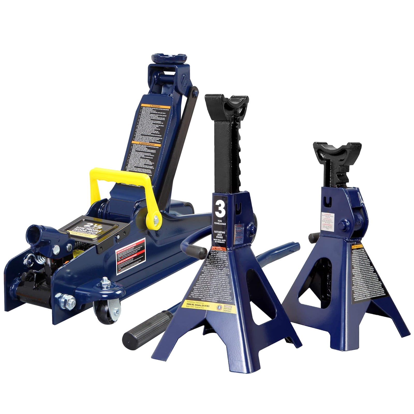 TCE 2.5 Ton Floor Jack and 3 Ton Jack Stand Combo for Car,Blue ...