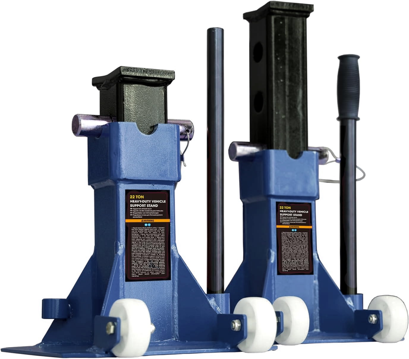 TCE Heavy Duty Jack Stands: Pin Style Jack Stand with 2 Casters and Handle, Easily Portable Car Stand for Car SUV, Truck and Pick Up, 22 Ton (44,000 lb) Capacity
