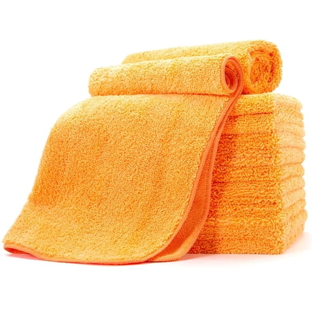 TCE Multi Purpose Microfiber Cloth Cleaning Towels: 16" L x 16" W, Yellow, Pack of 12, WS802U