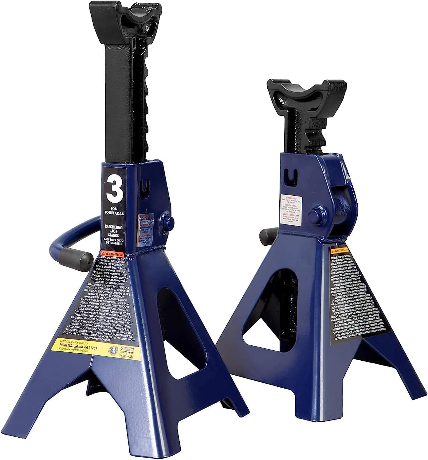 TCE Steel Jack Stands: 3 Ton (6,000 lb) Capacity, Blue, 1 Pair
