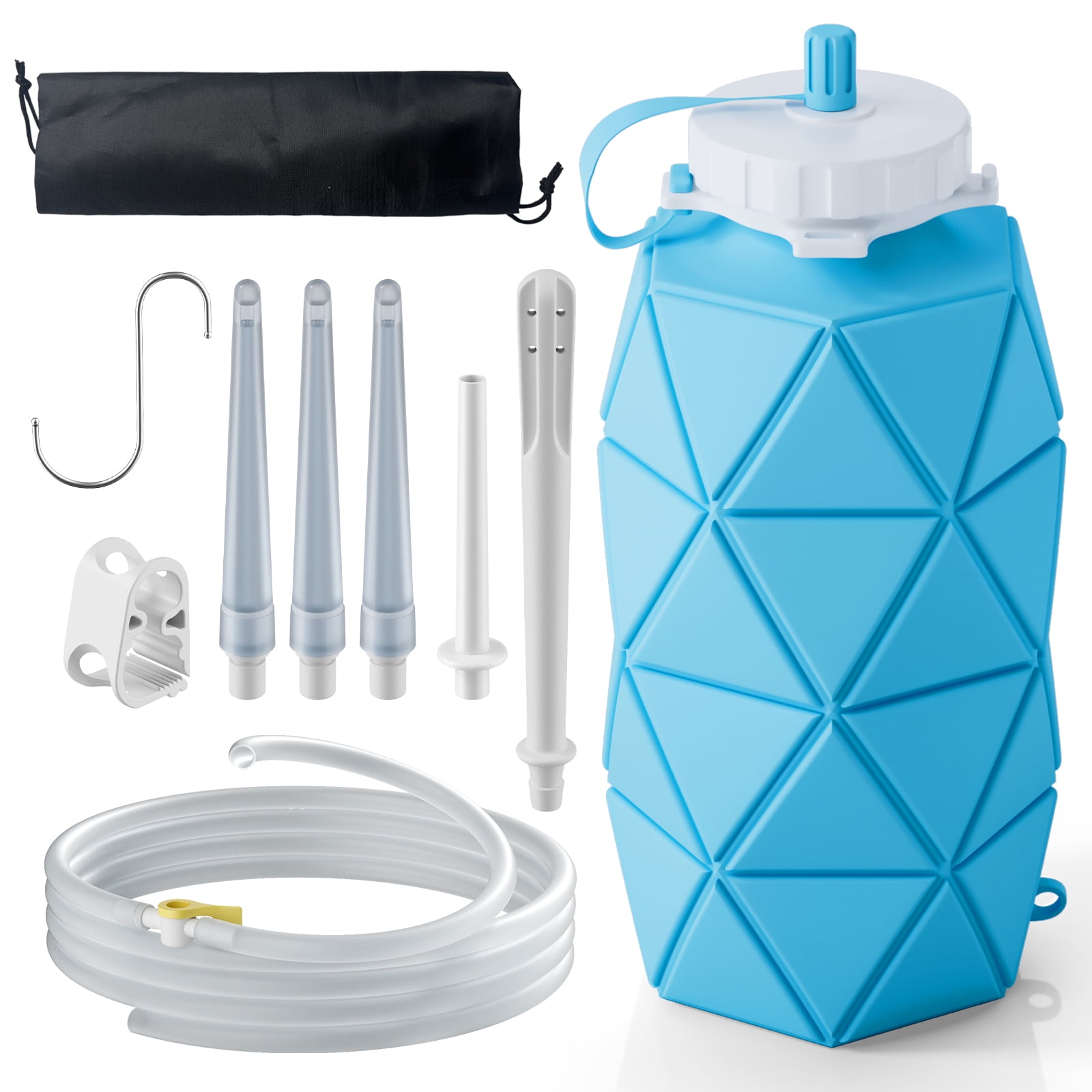 TCFAFA Collapsible Silicone Enema Bag Bottle with 5.2ft Hose, 5 Enema