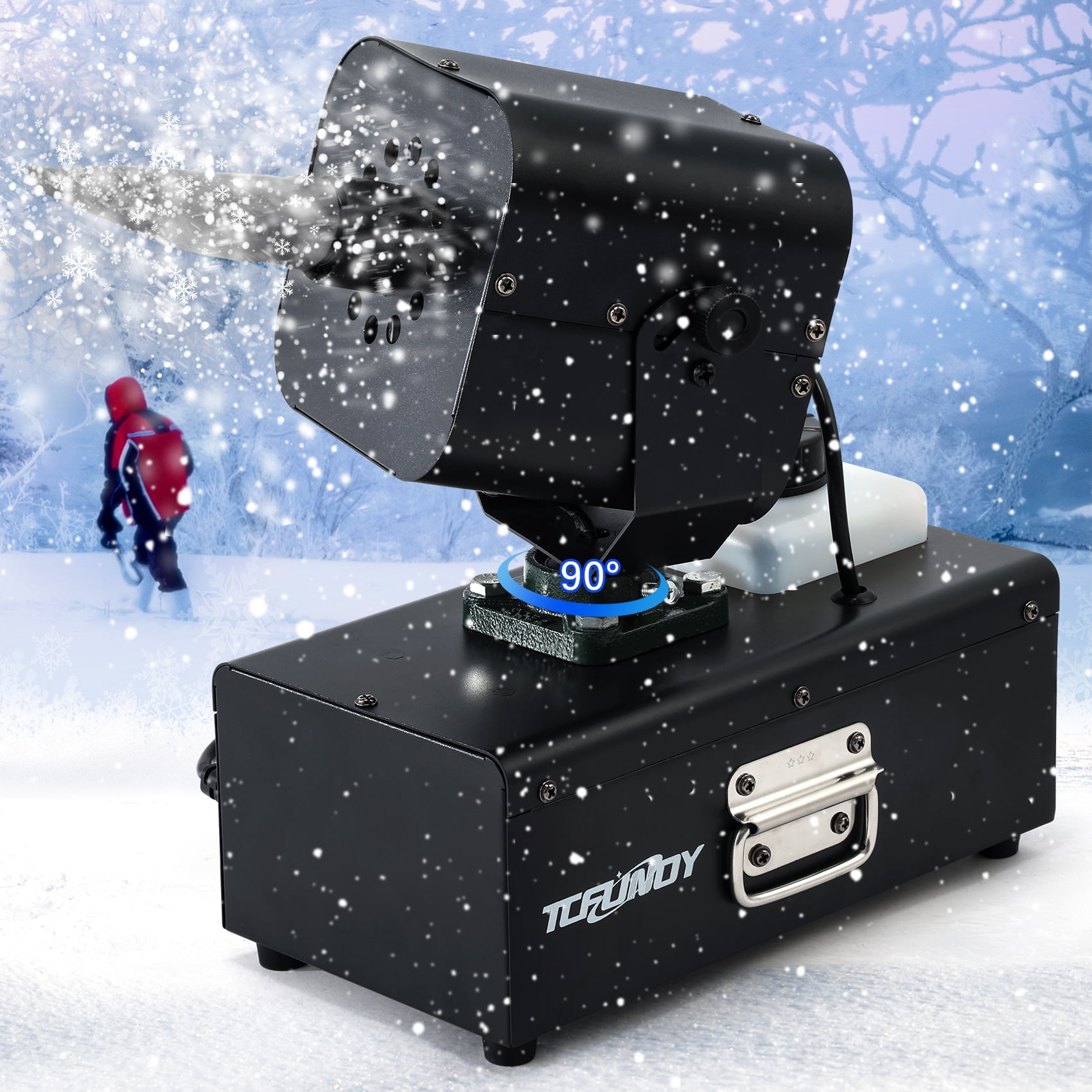 TCFUNDY 1200W Oscillating Snow Machine w/ Remote and Wired Control, Ideal for Christmas Parties and Events