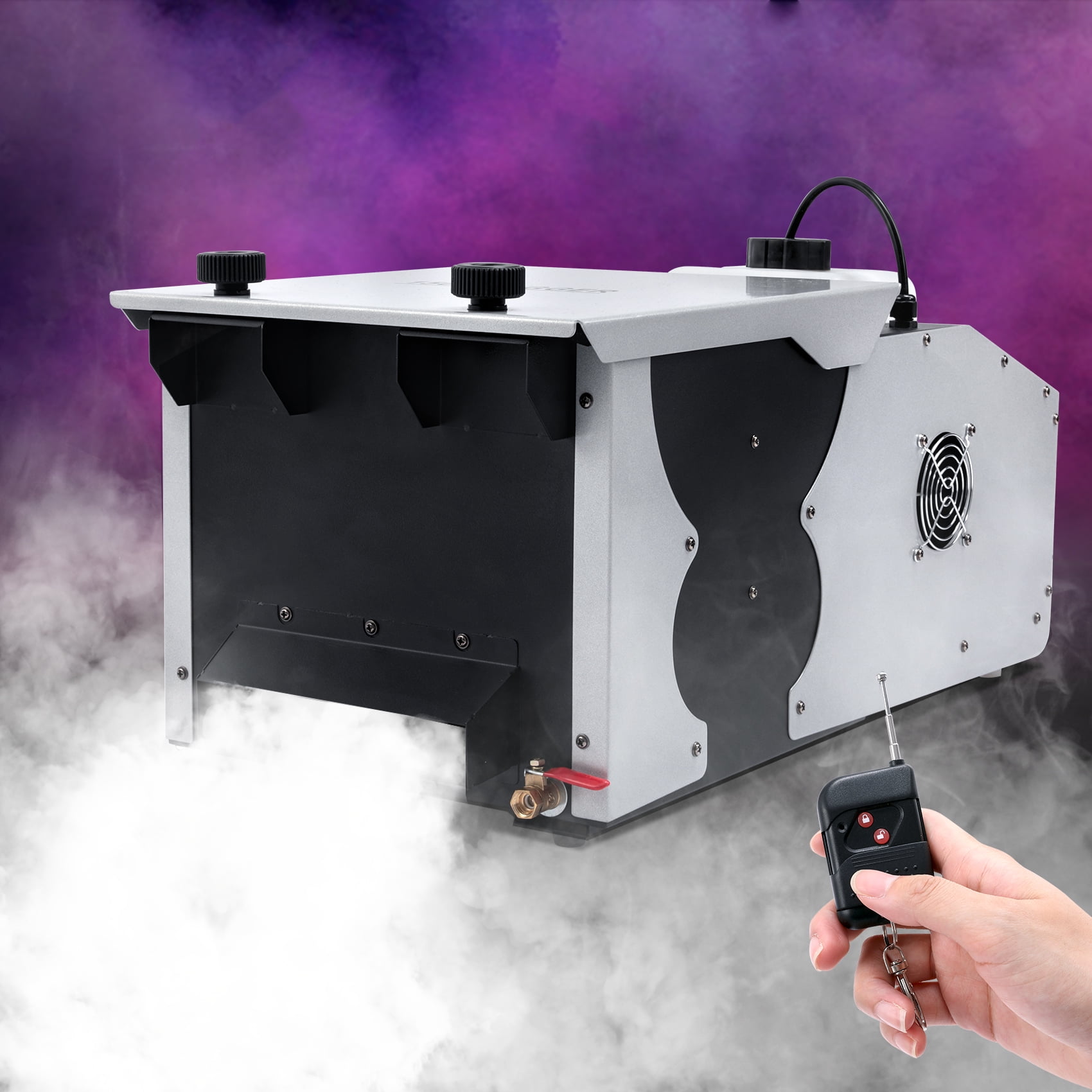 TCFUNDY 1500W Low Lying Fog Machine, Dry-Ice Effect Fogger, Ground Smoke Machine w/ Wired \u0026 Wireless Remote Control, ideal for Halloween, Parties, Weddings and Stage Effect, Silver \u0026 Black