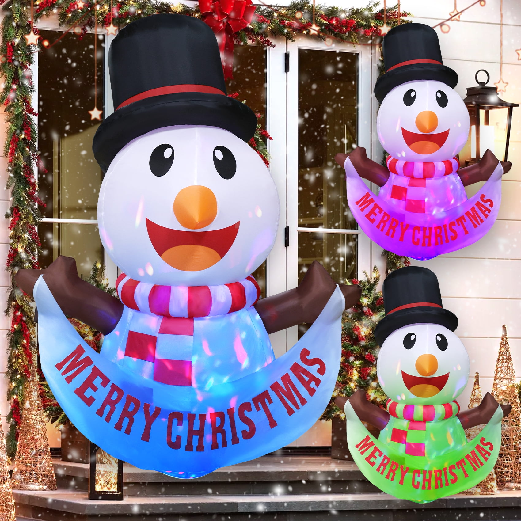 TCFUNDY Christmas Inflatable Snowman Outdoor Decorations with Bright LED Lights, Large Blow Up Yard Inflatables Holiday Party Inflatables for Outdoor Yard Garden Lawn Decor