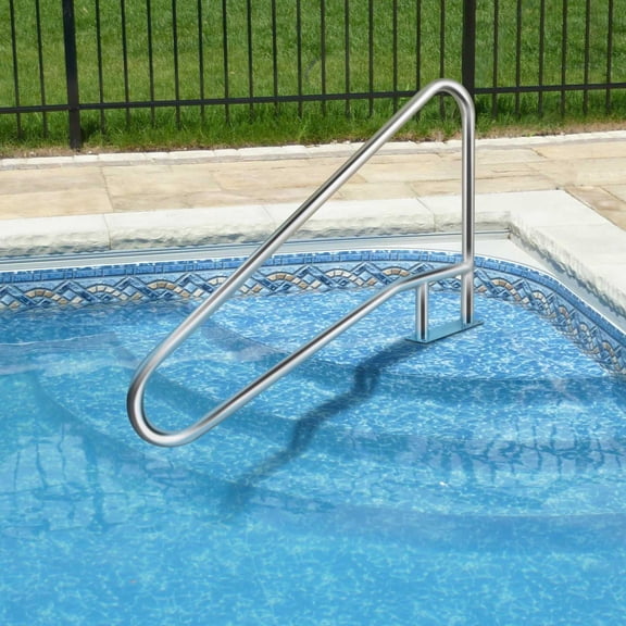TCFUNDY Pool Handrail, 57"x33" Swimming Pool Stair Rail, 304 Stainless Steel Inground Railing w/ Grip Cover