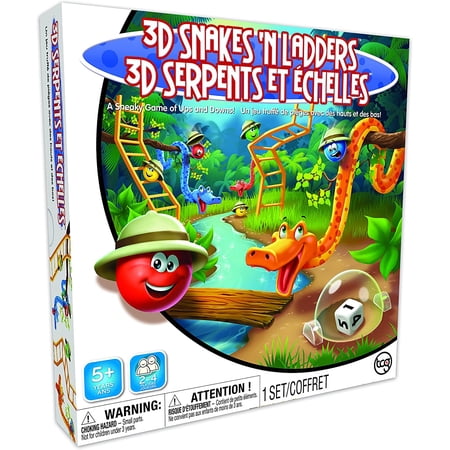 TCG Toys 3D Snakes & Ladders Game, Durable Plastic Board, 2-4 Players