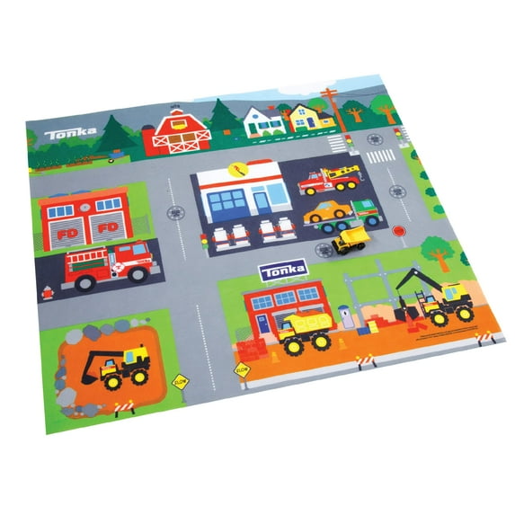 TCG Toys Tonka Megamat Active Play Felt Playmat with Dump Truck Vehicle for Preschoolers and Kid's Ages 3 Years and up, Multicolor