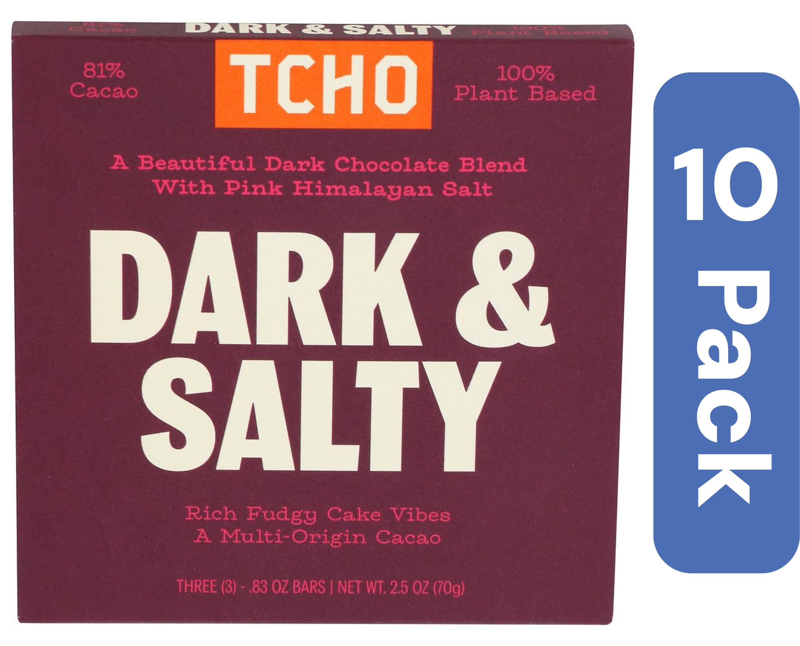 TCHO Dark Chocolate Bar Salty & Sweet 2.5 oz (Pack of 10)