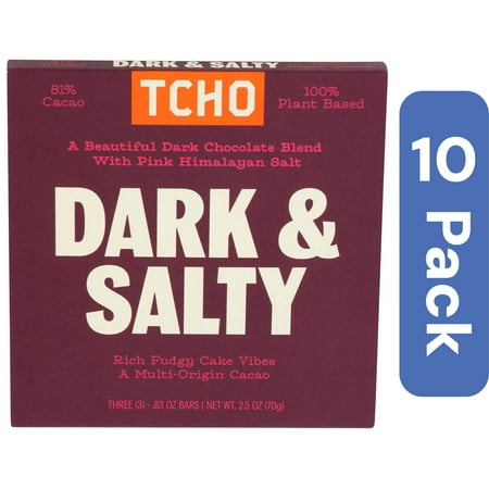 TCHO Dark Chocolate Bar Salty & Sweet 2.5 oz (Pack of 10)