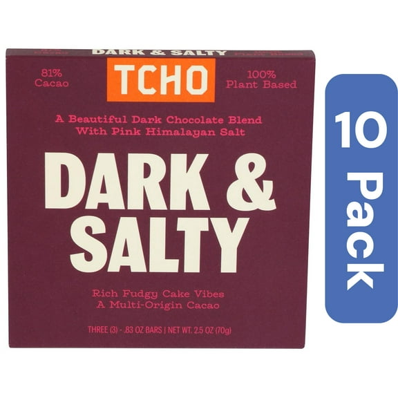 TCHO Dark Chocolate Bar Salty & Sweet 2.5 oz (Pack of 10)