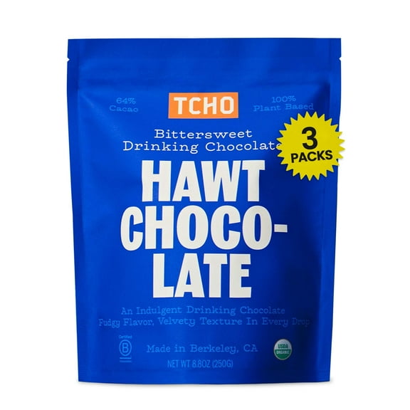 TCHO Hawt Chocolate Drinking Chocolate (3 Pack) | 100% Plant Based, Vegan Friendly, Kosher, Non-GMO, Non-Dairy, No Artificial Sweeteners, Fair Trade Certified | 8.8oz each