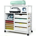 thumbnail image 1 of TC-HOMENY Mobile Craft Storage Utility Cart Compatible w/ Cricut Machines, Multifunctional Craft Organizer Container w/ Large Space, Rolling Modern Furniture w/ Wheels, White, 1 of 8