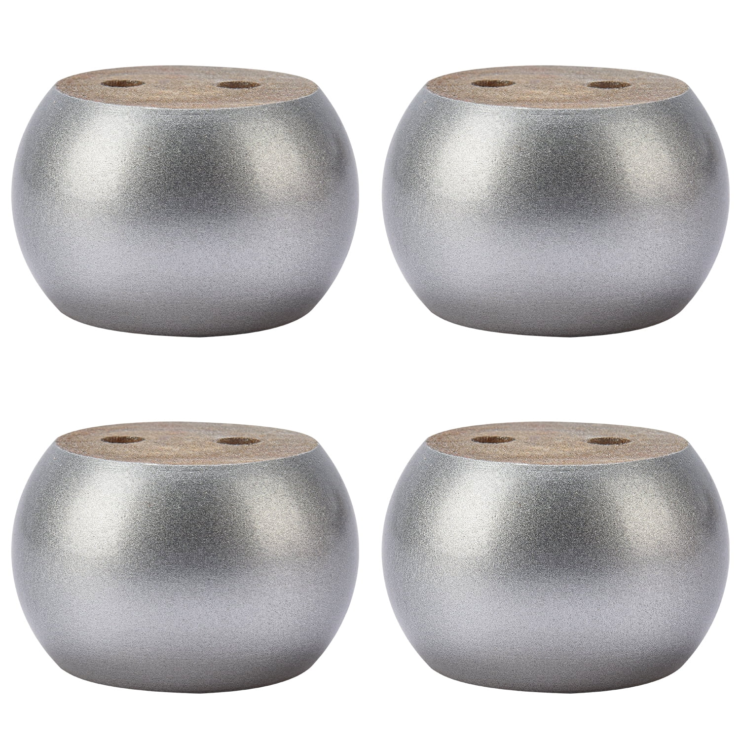 TCHOSUZ 2 inch / 5cm Wooden Furniture Legs, Pack of 4 Silver Solid Wood Turned DIY Replacement