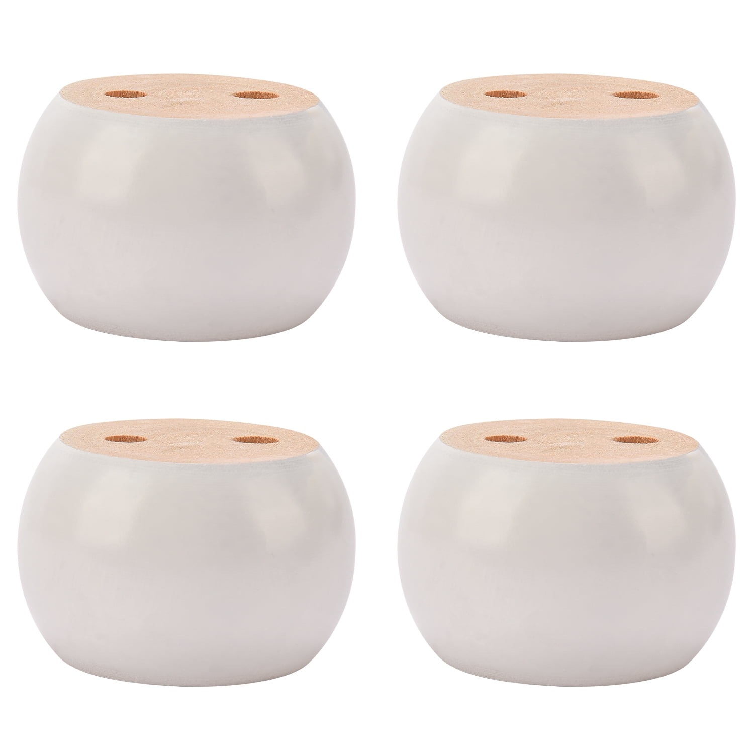 TCHOSUZ 2 inch / 5cm Wooden Furniture Legs, Pack of 4 White Solid Wood