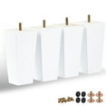 thumbnail image 1 of TCHOSUZ 6 Inch / 15cm Wooden Furniture Legs, Set of 4 Solid Wood White Pyramid Sofa Legs Couch Feets with Hanger Bolt & Screws, Mid-Century Modern Furniture Replacement Feet for Home DIY, 1 of 6