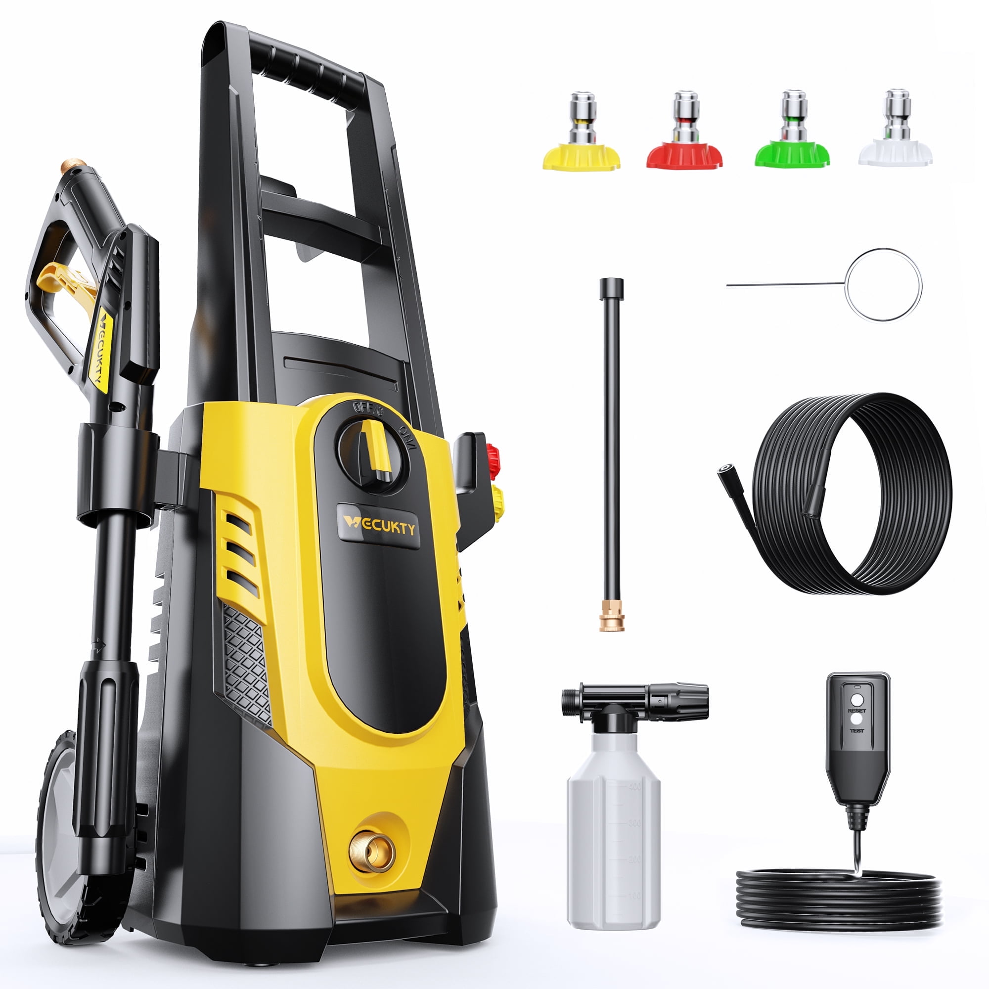 Open Box TCISA Electric Pressure Washer,3700 PSI Max 2.5 GPM Power Washer with 35FT Cord,20FT Hose,4 Quick Nozzles,Foam Cannon for Car Garden Patio