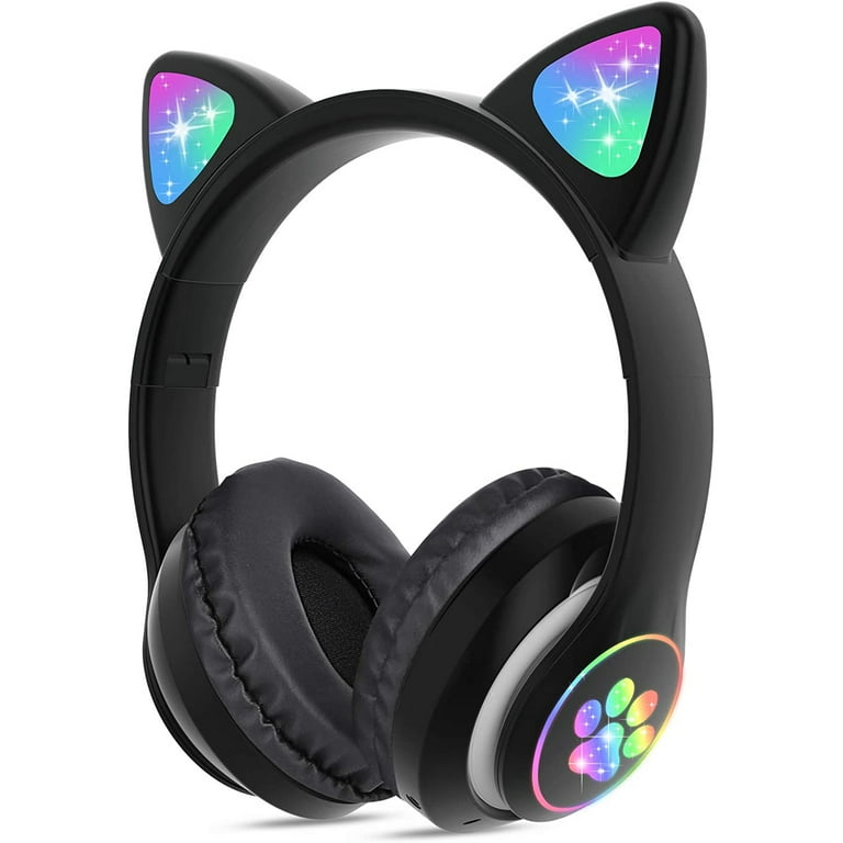 TCJJ Kids Headphones, Wireless Headphones Cat Ear LED Light Up