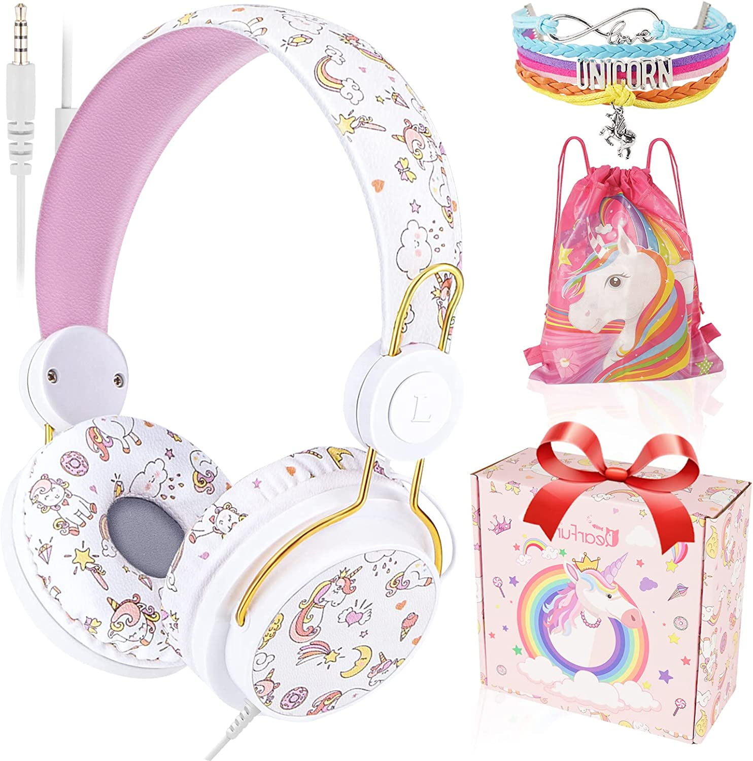 TCJJ Cat Earbuds for Kids, Kawakii Wired Earbud & in-Ear Headphones Gift for School Girls and Boys Toddler with Microphone and Lovely Earphones
