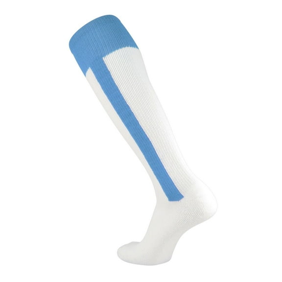 TCK 2-N-1 Premium Knee High Stirrup Socks - Columbia Blue White