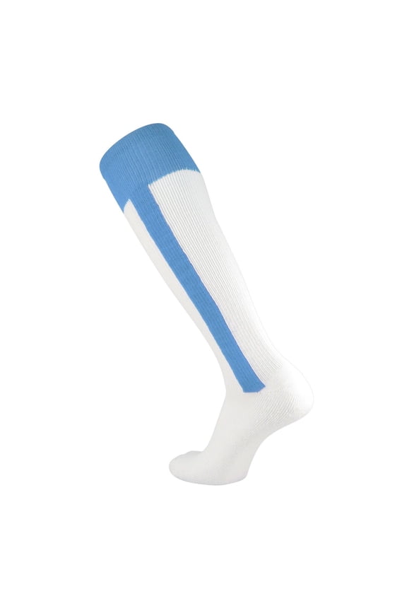 2-N-1 Premium Knee High Stirrup Socks - Columbia Blue White