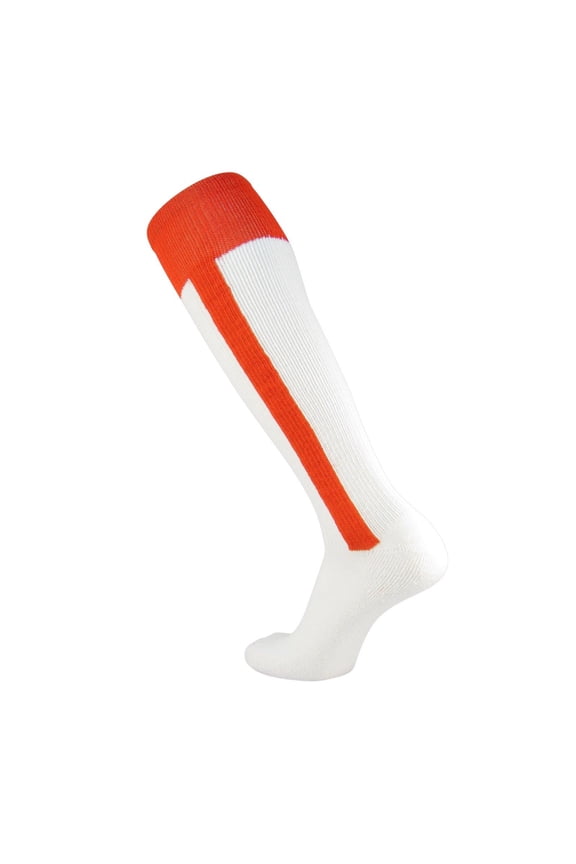 2-N-1 Premium Knee High Stirrup Socks - Orange White