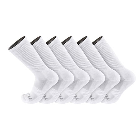 TCK 6 Pair Work & Athletic Crew Socks (White, Medium)