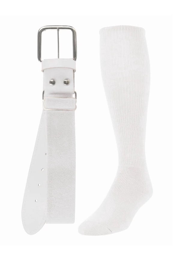 TCK Belt Knee High Sock Combo - White