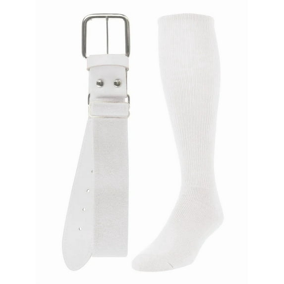 Twin City Baseball Sock & Belt Combo White Small